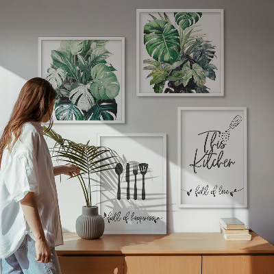 Galleria a parete motivi di utensili da cucina foglie