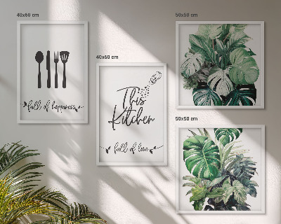 Galleria a parete motivi di utensili da cucina foglie