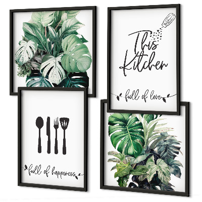 Galleria a parete motivi di utensili da cucina foglie
