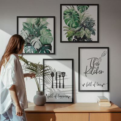 Galleria a parete motivi di utensili da cucina foglie