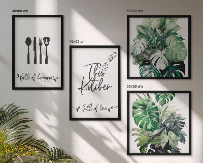 Galleria a parete motivi di utensili da cucina foglie