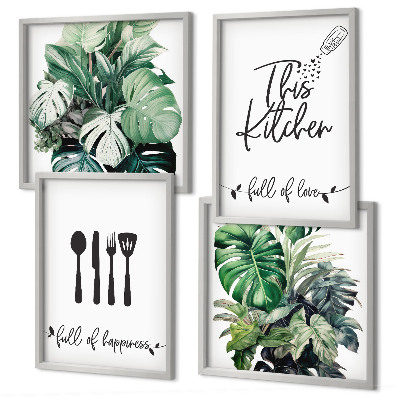 Galleria a parete motivi di utensili da cucina foglie