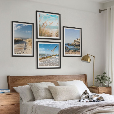 Polittico con cornice Spiaggia sentiero in legno scogliere