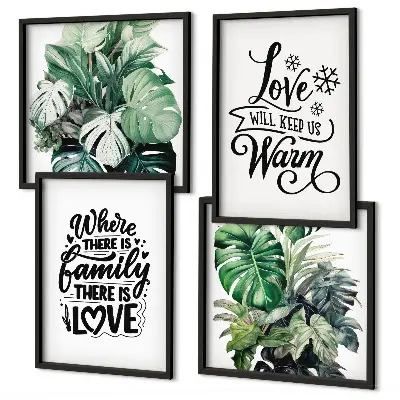Amore familiare casa acquerello polittico con cornice