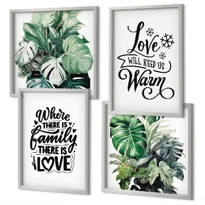 Amore familiare casa acquerello polittico con cornice