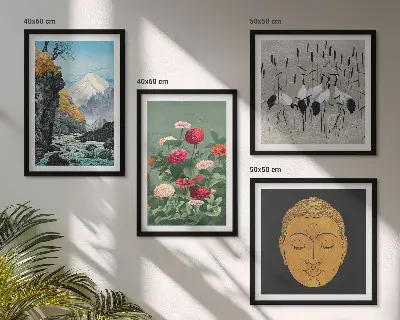 Galleria a parete ispirata alla natura e allo stile giapponese