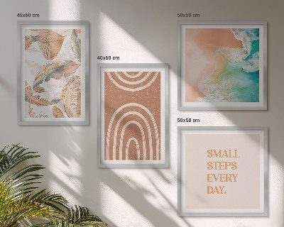 Composizione di 4 quadri Scritta a tema foglie boho delicate