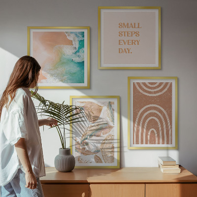 Composizione di 4 quadri Scritta a tema foglie boho delicate