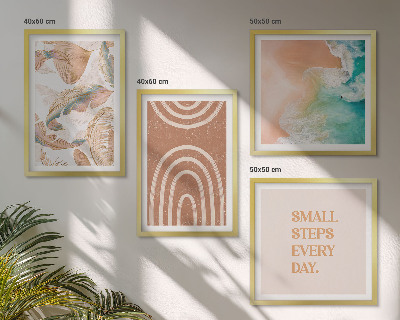Composizione di 4 quadri Scritta a tema foglie boho delicate