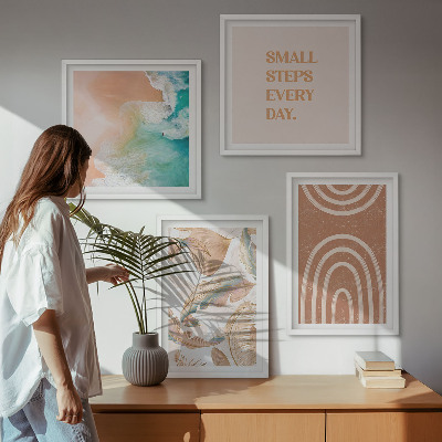 Composizione di 4 quadri Scritta a tema foglie boho delicate