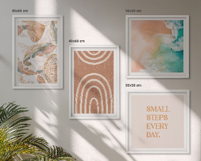 Composizione di 4 quadri Scritta a tema foglie boho delicate