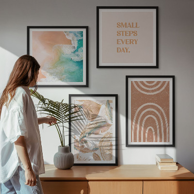 Composizione di 4 quadri Scritta a tema foglie boho delicate