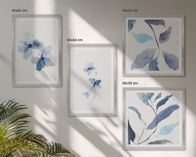 Polittico con cornice Fiori blu minimalisti