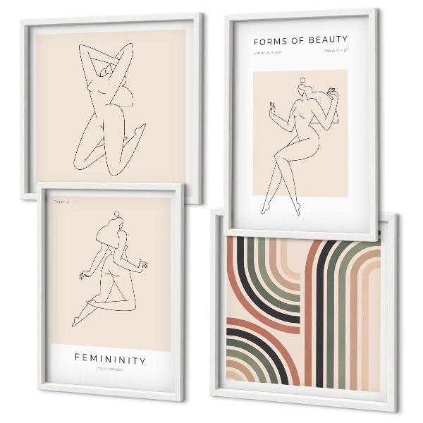 Composizione di 4 quadri Sagome femminili nei poster