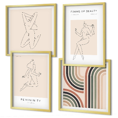 Composizione di 4 quadri Sagome femminili nei poster
