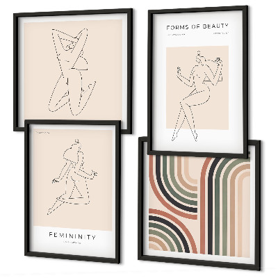 Composizione di 4 quadri Sagome femminili nei poster