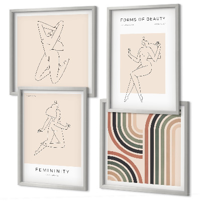 Composizione di 4 quadri Sagome femminili nei poster