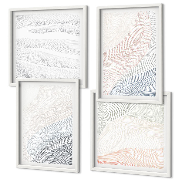 Polittico con cornice Onde astratte dai colori pastello