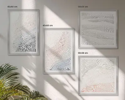 Polittico con cornice onde astratte sui toni pastello