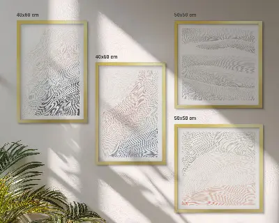 Polittico con cornice onde astratte sui toni pastello