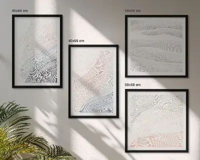 Polittico con cornice onde astratte sui toni pastello