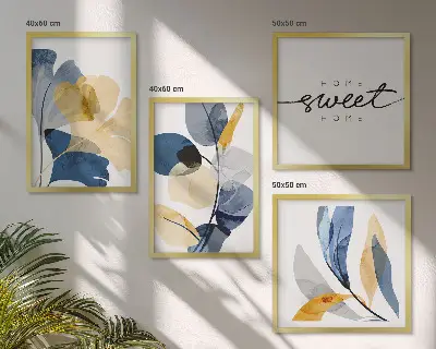 Polittico con cornice Motivi vegetali ad acquerello polittico con cornice raffigurante motivi vegetali ad acquerello