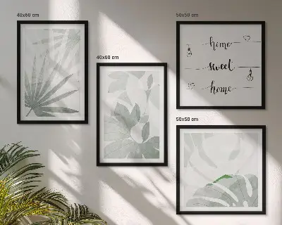 Galleria a parete con foglie di colore grigio-verdastro