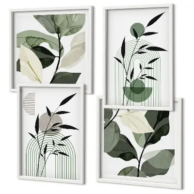 Composizione di quadri set da 4 pezzi in stile bohémien con piante