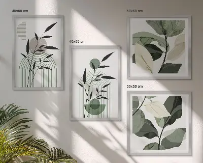 Composizione di quadri set da 4 pezzi in stile bohémien con piante