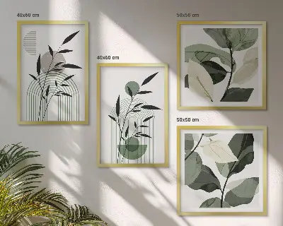 Composizione di quadri set da 4 pezzi in stile bohémien con piante