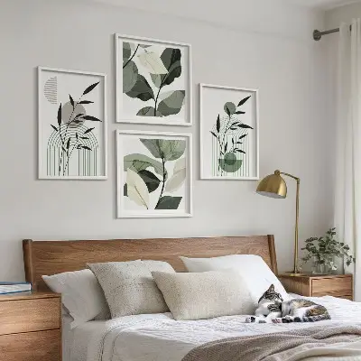 Composizione di quadri set da 4 pezzi in stile bohémien con piante