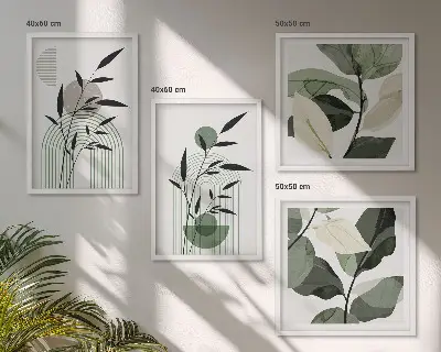 Composizione di quadri set da 4 pezzi in stile bohémien con piante