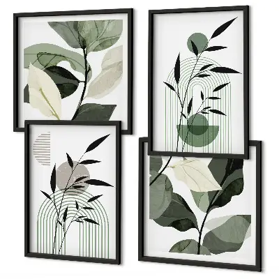 Composizione di quadri set da 4 pezzi in stile bohémien con piante