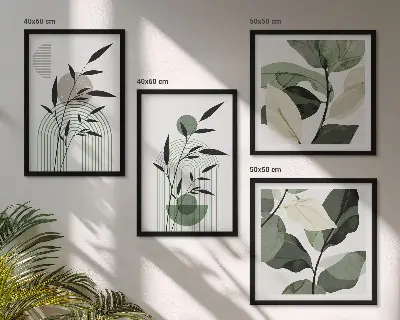 Composizione di quadri set da 4 pezzi in stile bohémien con piante