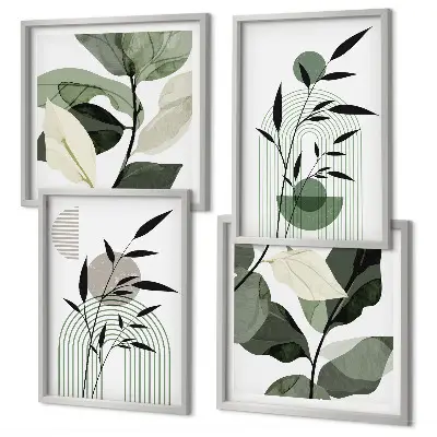 Composizione di quadri set da 4 pezzi in stile bohémien con piante