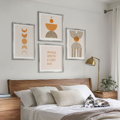 Composizione di 4 quadri Motivi bohémien minimalisti