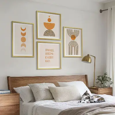 Composizione di 4 quadri con motivi bohémien minimalisti
