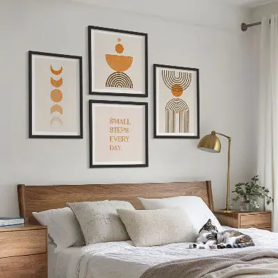 Composizione di 4 quadri con motivi bohémien minimalisti
