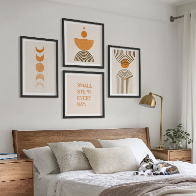 Composizione di 4 quadri Motivi bohémien minimalisti