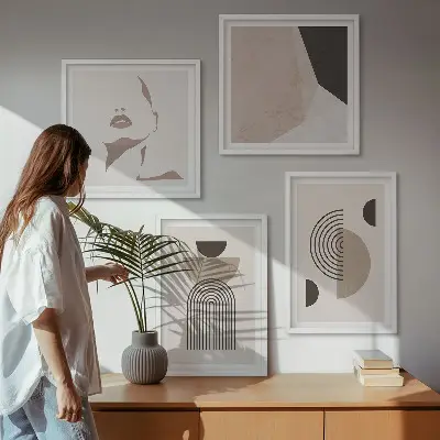 Forme facciali astratte polittico con cornice