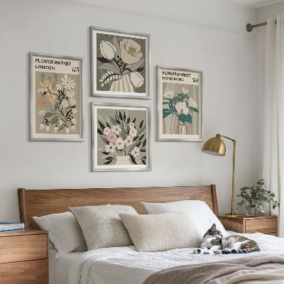 Polittico con cornice Illustrazioni floreali Londra Hong Kong