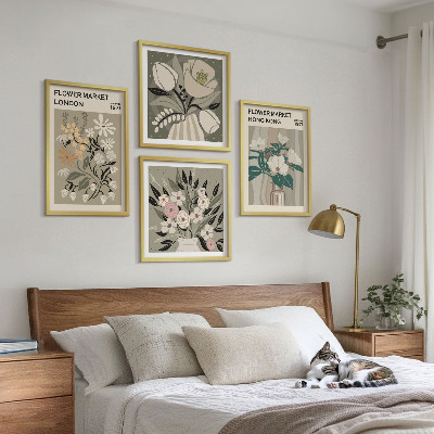 Polittico con cornice Illustrazioni floreali Londra Hong Kong