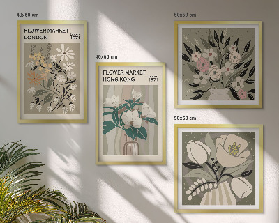 Polittico con cornice Illustrazioni floreali Londra Hong Kong