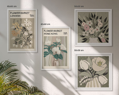 Polittico con cornice Illustrazioni floreali Londra Hong Kong