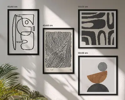 Motivi astratti con linee composizione di 4 quadri