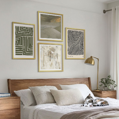 Polittico con cornice Motivi geometrici in verde