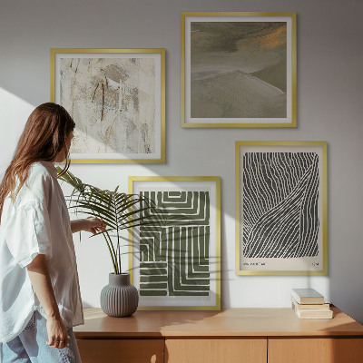 Polittico con cornice Motivi geometrici in verde
