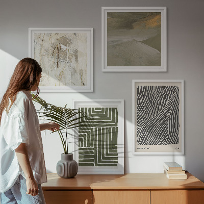 Polittico con cornice Motivi geometrici in verde