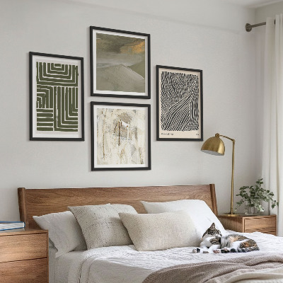 Polittico con cornice Motivi geometrici in verde
