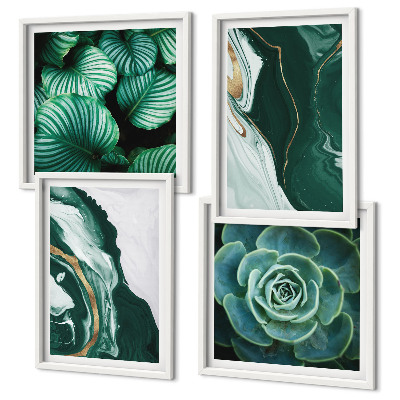 Polittico con cornice Motivi astratti di foglie succulente
